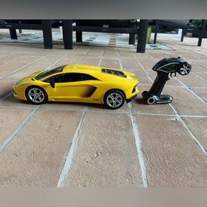Yellow Lamborghini Remote Control Sports Car with Handheld Transmitter